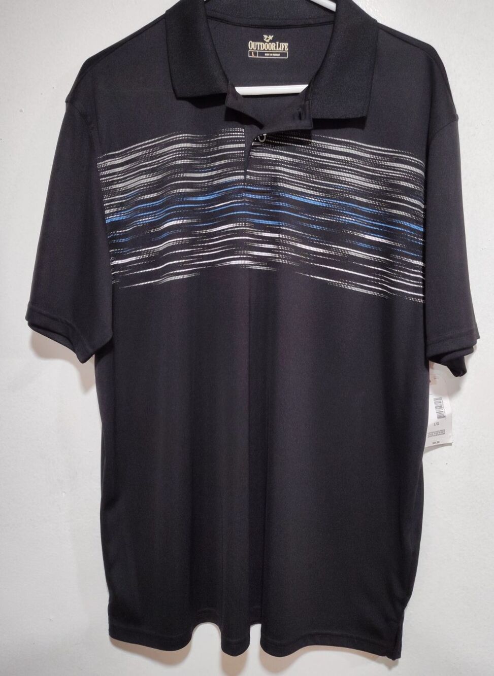 Outdoor Life Golf Polo Shirt Men's Size L Black Microfiber Dri-Fit Style